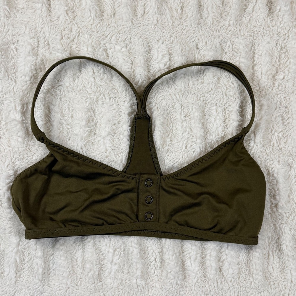 Polo Ralph Lauren Olive Green Henley Racerback Bikini Top Small RL7PY86